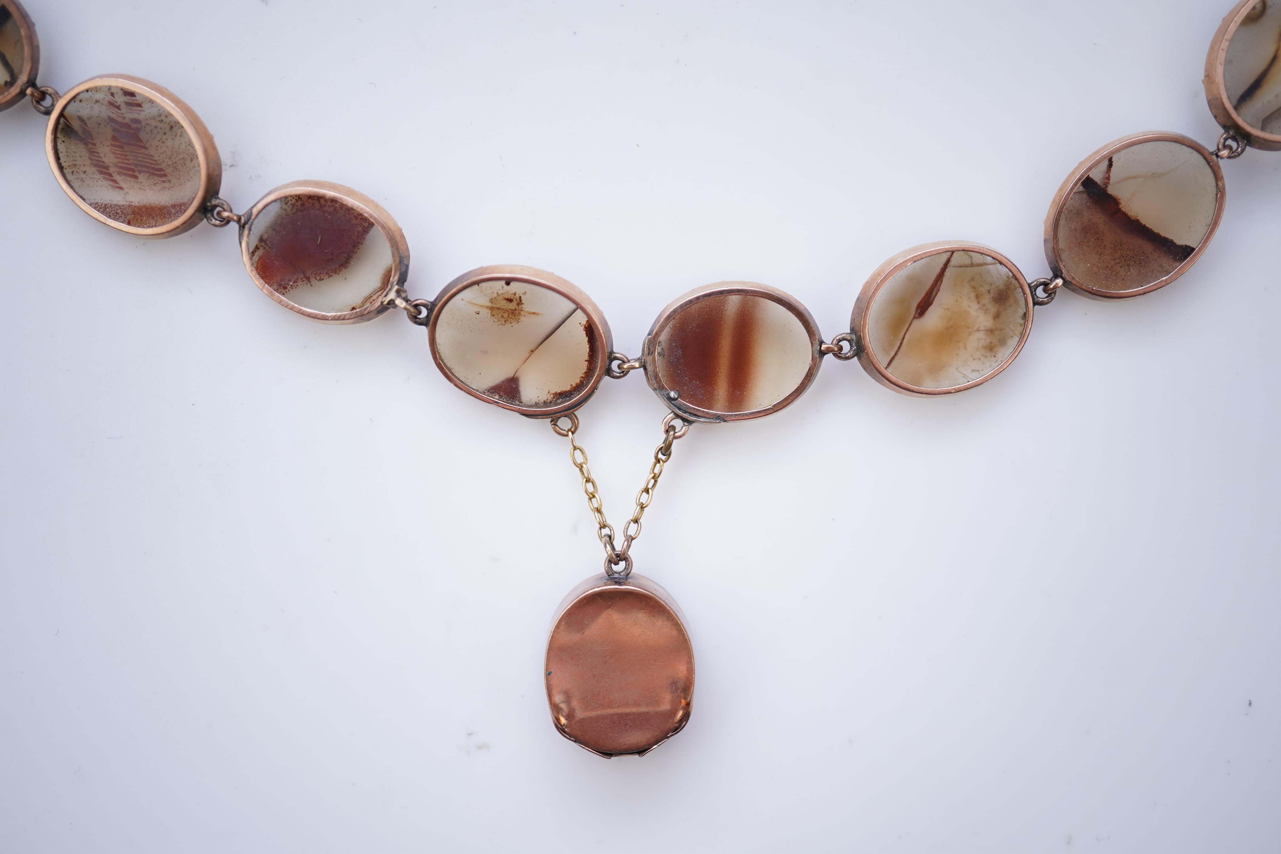 A Georgian agate necklace, early 19th century and later